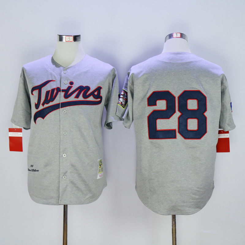 Men Minnesota Twins 28 Blyleven Grey Throwback 1969 MLB Jerseys